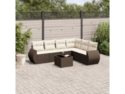 Conjunto de sofá de jardín de 7 piezas con cojines de mimbre marrón DKD Home Decor