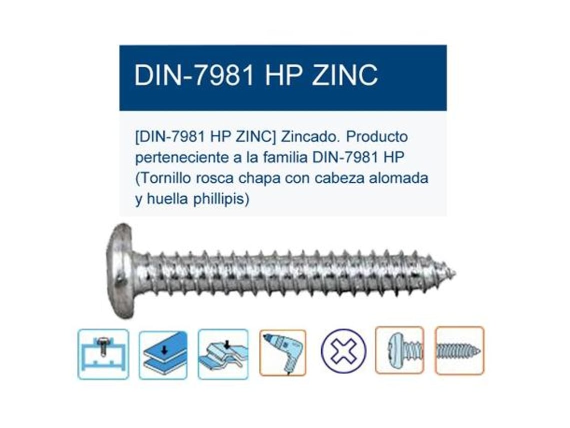 Tornillo r-chapa din 7981hp alomada ph2 3,5x13 6x1-2 t8135013 (caja 5 unidades)