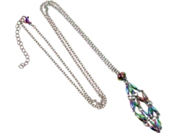 Collar De Cristal Con Jaula De Acero Inoxidable, Colgante Y Soporte Para Piedra, Cadena Ajustable.