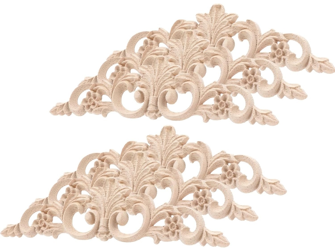 Te, Pp, 6 Piezas De Apliques Decorativos De Esquina De Madera Maciza Tallada Para Puertas Y Muebles