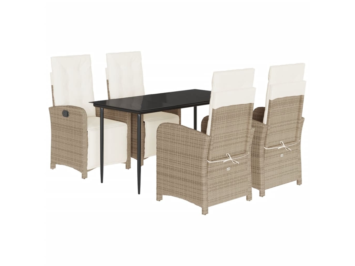 Maison Exclusive - Set Comedor De Jardín 5 Pzas Con Cojines Ratán Sintético Beige