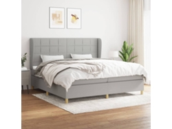 Cama Box Spring Con Colchón Tela Gris Claro 200x200 Cm