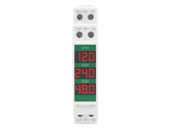 Voltímetro De Riel Din De 3 Dígitos Con Display Lcd Aislado De Triple Vía Medidor De Voltaje Modular Dc11‑310v
