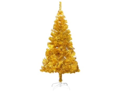 vidaXL Árbol de Navidad artificial con soporte dorado PET 150 cm