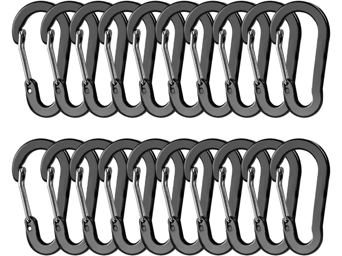 Juego De 20 Llaveros De Aluminio Con Mosquetones De Aleación En Forma De D.