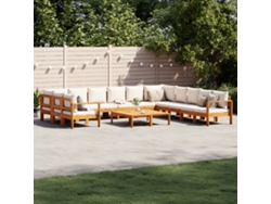 Conjunto de sofá de jardín de 9 piezas con cojines de madera maciza de acacia, Dkd Home Decor