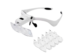 Lupa de Cabeça com Led 5 Lentes Ajustáveis 1x 3.5x Magnificador Leve com Faixa de Cabeça | S/MARCA