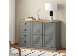 Aparador Con Cajones Vigo Madera Maciza Pino Gris 113x40x75 Cm