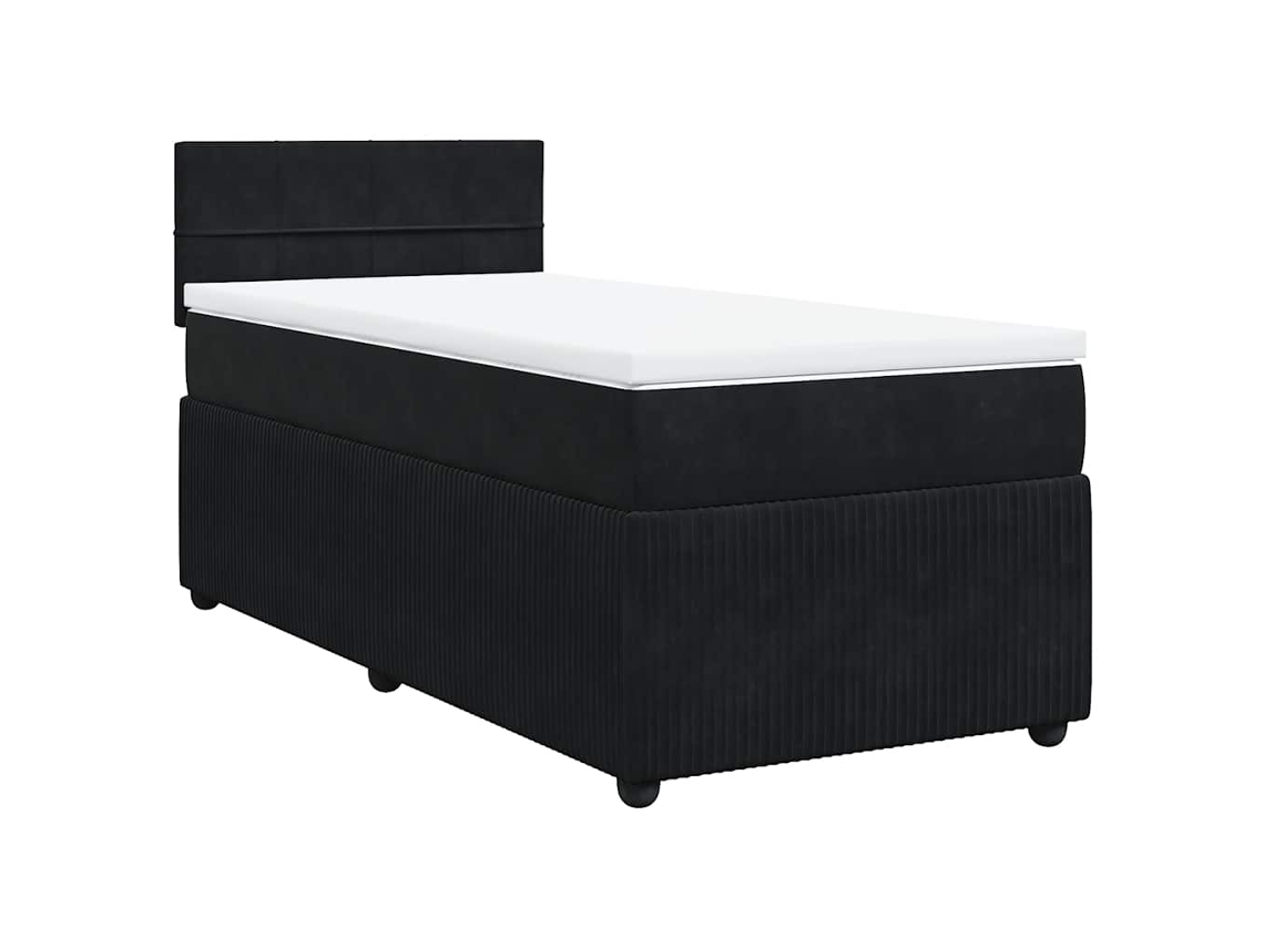 Maison Exclusive - Cama Box Spring Con Colchón Terciopelo Negro 80x200 Cm
