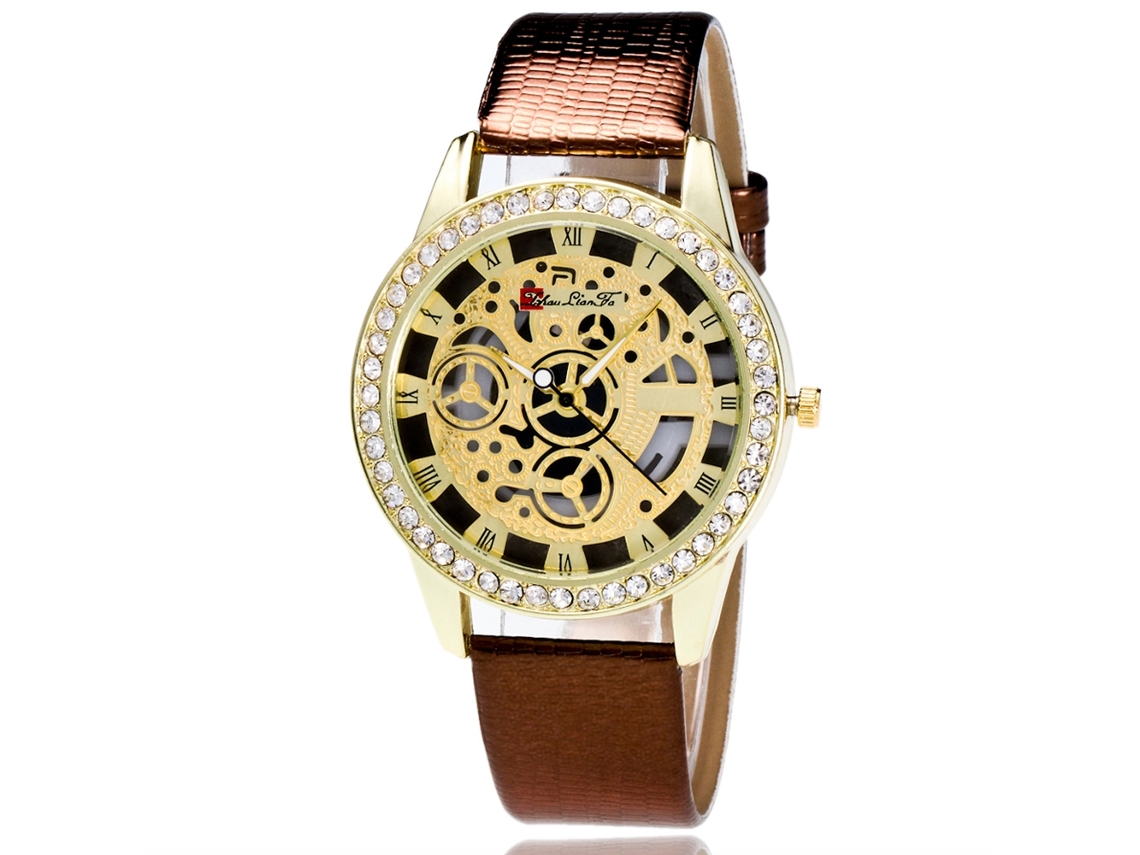 Reloj De Pulsera Analógico De Cuarzo Para Mujer, De Aleación, Estilo Moderno, Esfera Redonda Marrón.