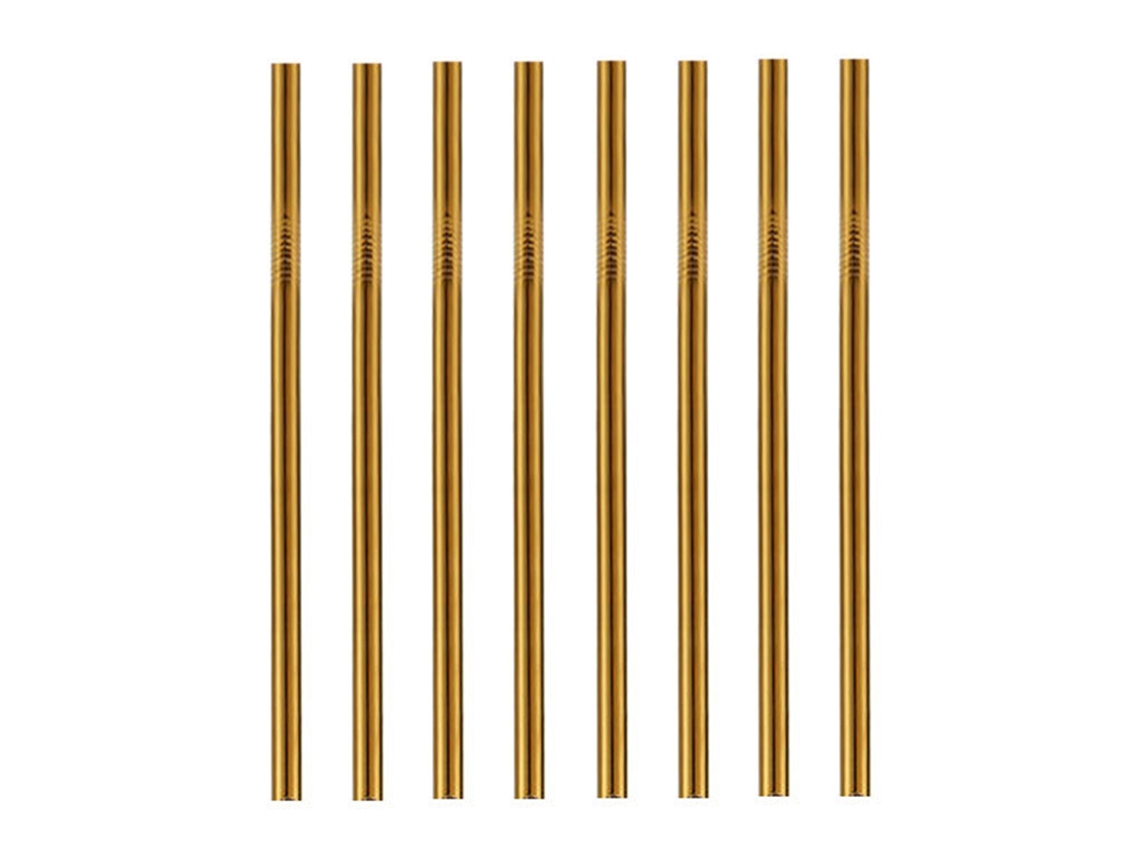 Juego de 8 pajitas reutilizables de acero inoxidable con cepillo de limpieza, arcoíris MEOIRUERY