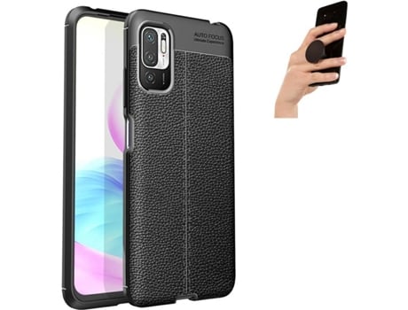 Carcasa y Popsocket Xiaomi Redmi Note 10 5G Rugged Leather Negro