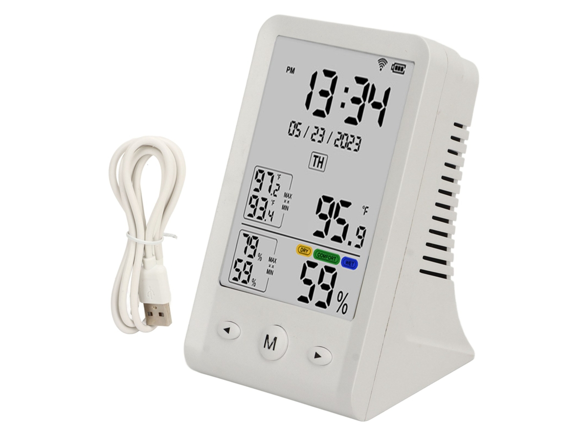 Monitor De Temperatura Y Humedad Wifi Con Fecha Y Hora, Pantalla Lcd En °c Y °f, Termómetro E Higrómetro Con Respuesta Rápida.