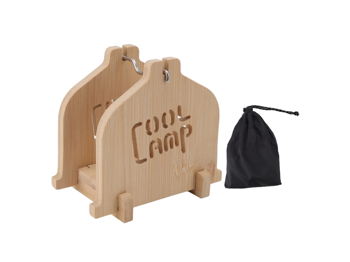 Soporte portátil y plegable para espirales antimosquitos, fabricado en madera, bambú y acero inoxidable con un estilo rústico.