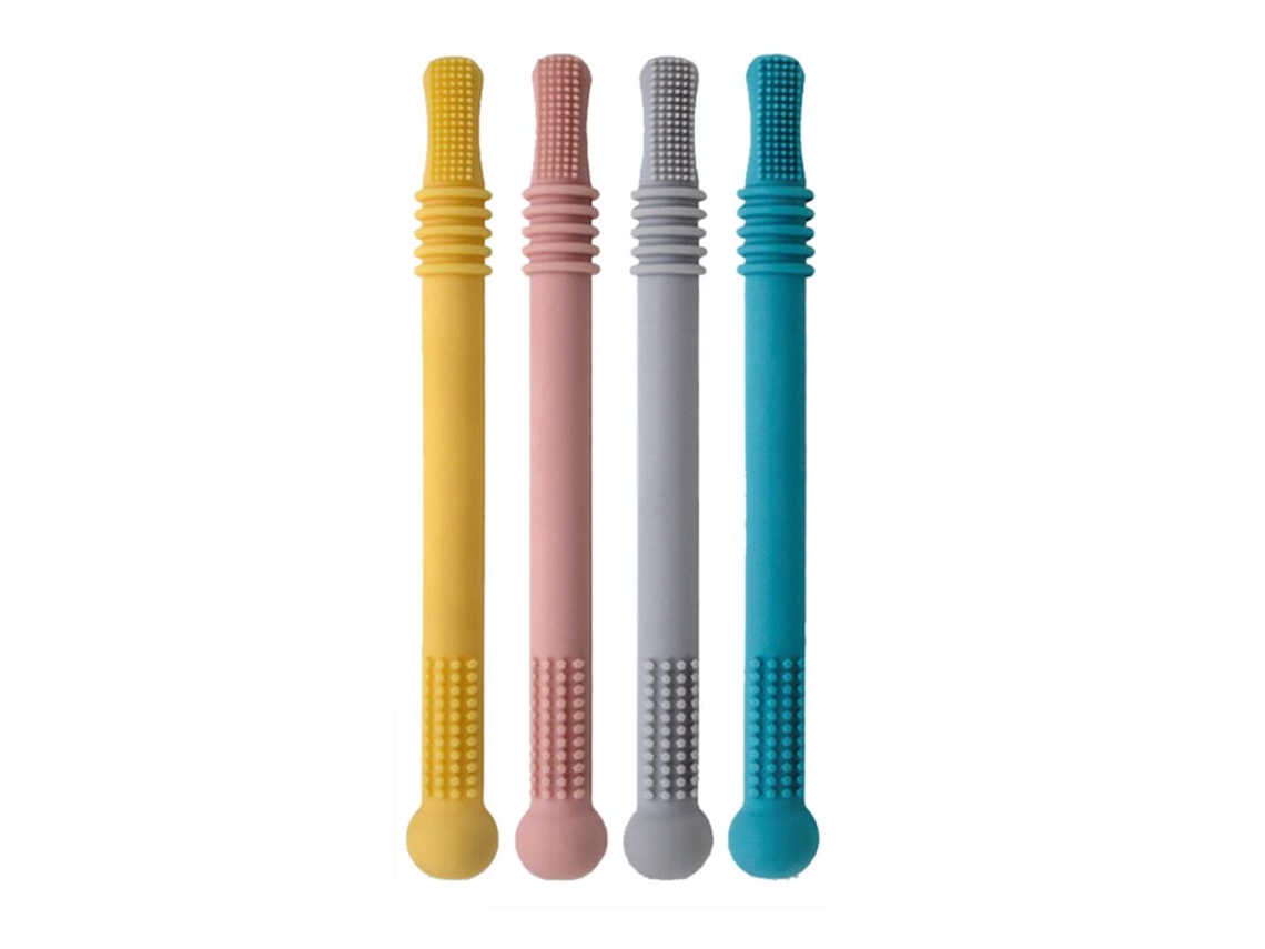 Tubos Huecos De Silicona Para Chupete, Juguete Para La Dentición Del Bebé Con 3 Dientes Masajeadores.