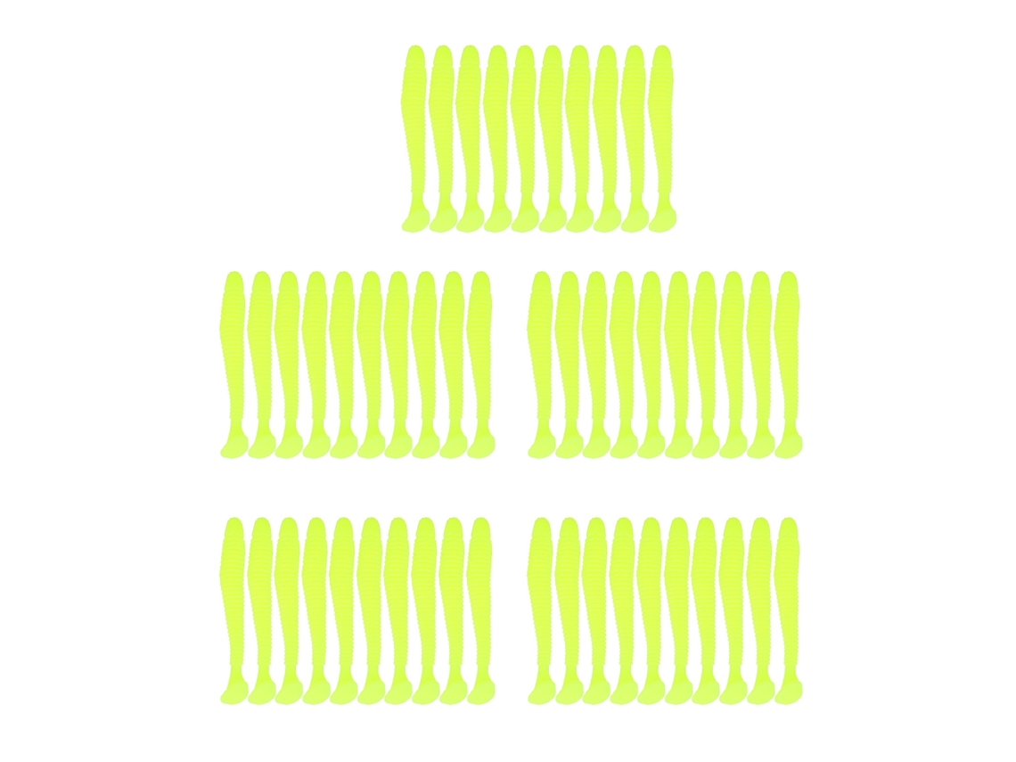 50 Unidades De Señuelos De Pesca De Plástico Blando De 5 Cm Con Cola En T, Color Amarillo.