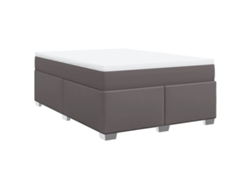 Maison Exclusive - Cama Box Spring Con Colchón Cuero Sintético Gris 140x190 Cm