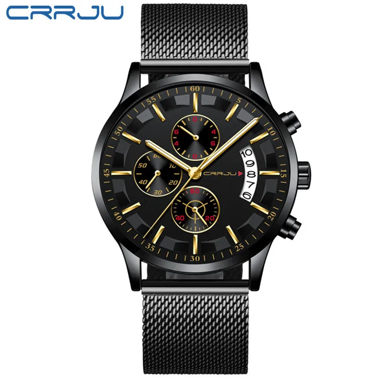 Reloj Deportivo Informal Resistente Al Agua Para Hombre (oro Negro)