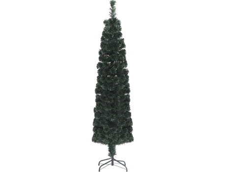 vidaXL Árbol de Navidad estrecho artificial soporte fibra óptica 210cm