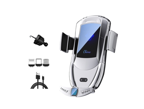 Carga inalámbrica para coche, carga rápida inalámbrica MAX, pantalla horizontal y vertical de 360, Plata CHRONUS