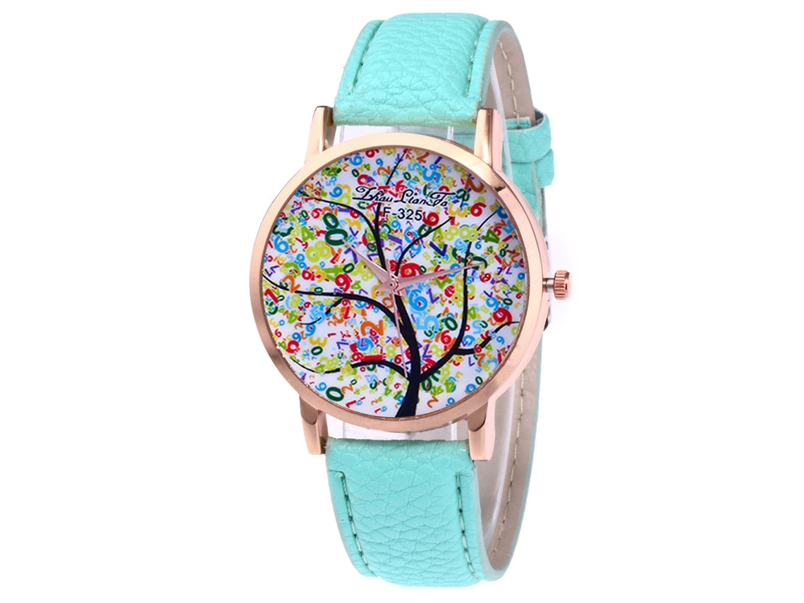 Reloj De Pulsera De Cuarzo Con Correa De Cuero Para Mujer Y Hombre (menta)