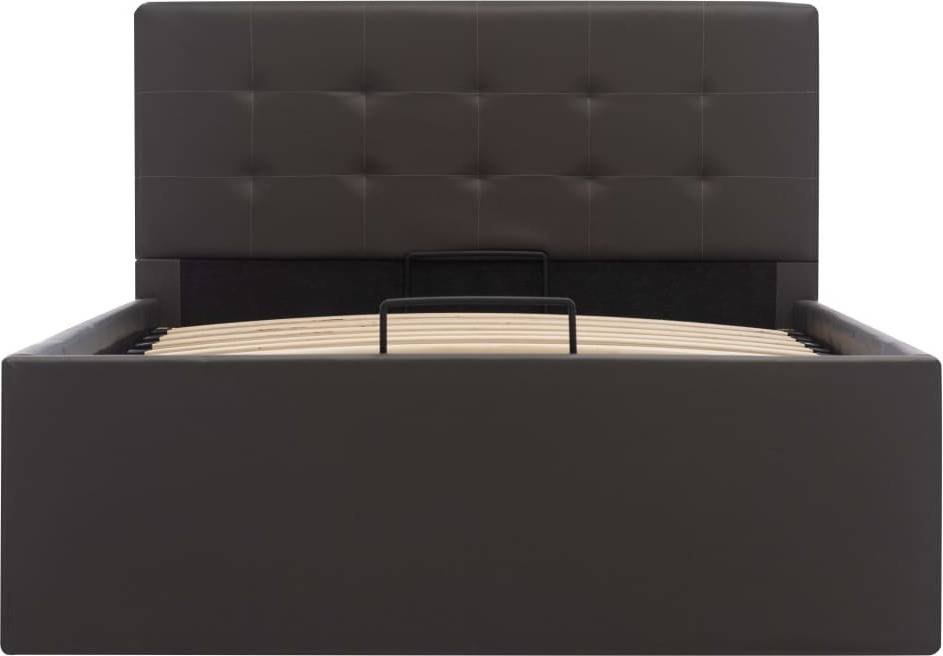 Cama VIDAXL hidráulica almacenamiento cuero artificial gris (Compatible con Colchón: 90x200 cm)