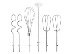 Accesorios para batidora de mano: varillas batidoras, batidor de varillas, varilla mezcladora y ganchos para amasar, de acero inoxidable.