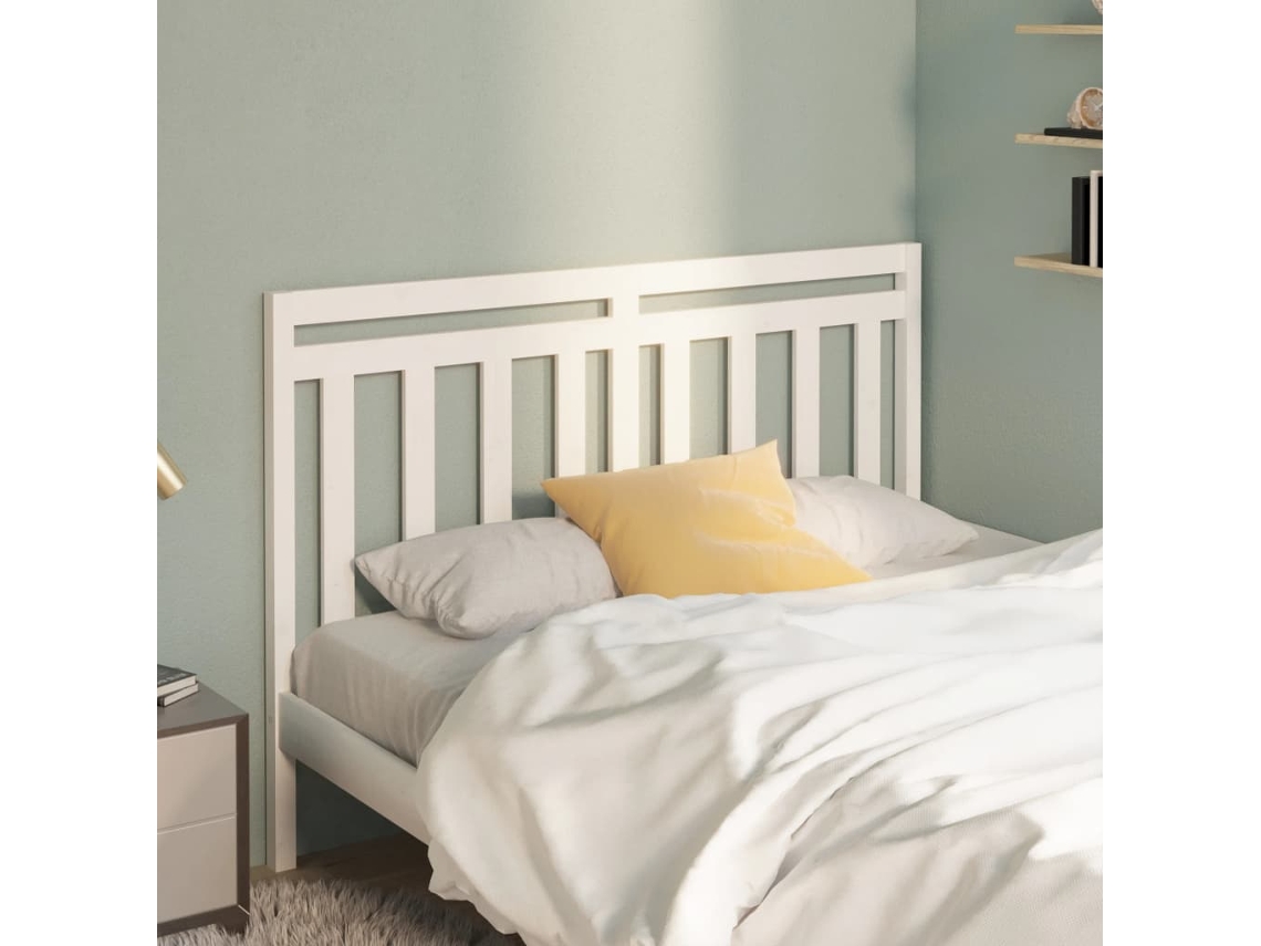 Cabecero De Cama Madera Maciza De Pino Blanco 156x4x100 Cm
