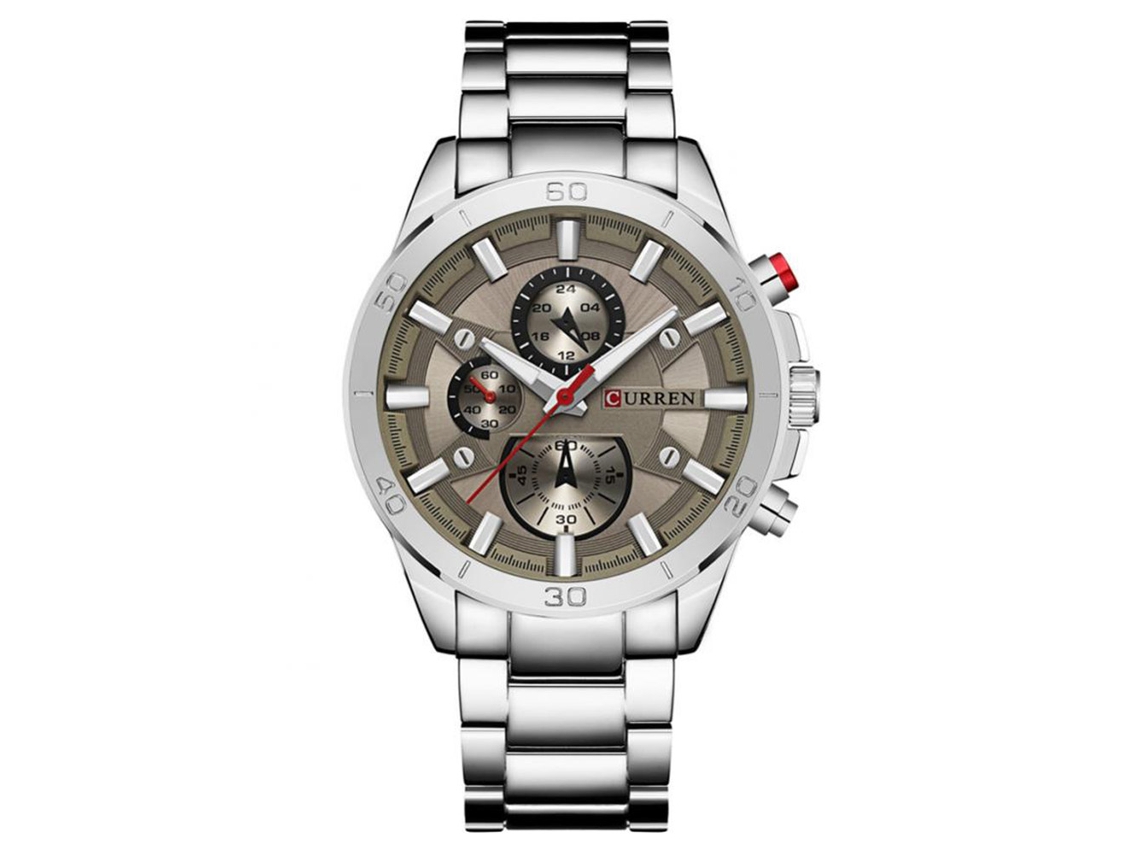 Reloj De Pulsera Hombre Moda Curren Cuarzo Acero Dial Gris Caja Blanca
