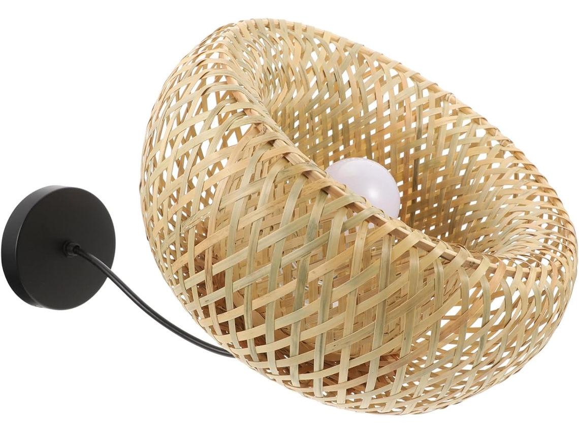 Lámpara Colgante De Bambú Tejido Con Fuente De Luz Natural Lámpara Colgante Para Sala De Estar, Restaurante Y
