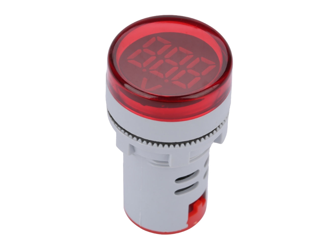 Medidor De Tensão Digital Led Indicador De Luz Sinal Dc Voltmeter Redondo Testador Vermelho