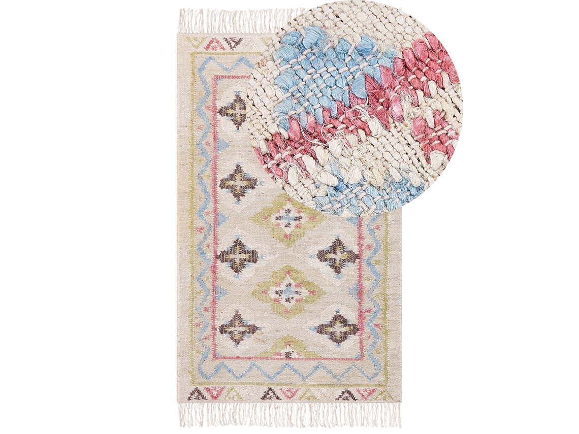 Alfombra BELIANI Terkos de Yute Multicolor 80x150