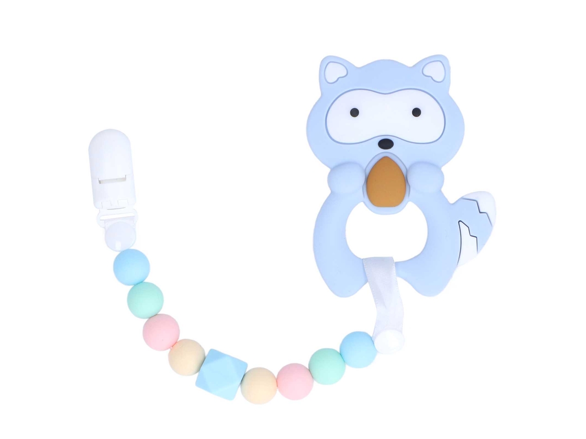 Mali brinquedo de Dentição para Bebê Silicone de Alimentação Anel com Corrente Desenho Animado Azul