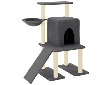 Rascador para gatos con postes de sisal gris oscuro VIDAXL (96,5 cm)