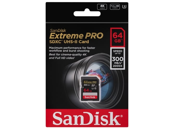 Tarjeta de memoria SD SANDISK Extreme Pro 64GB 300/MB U-II