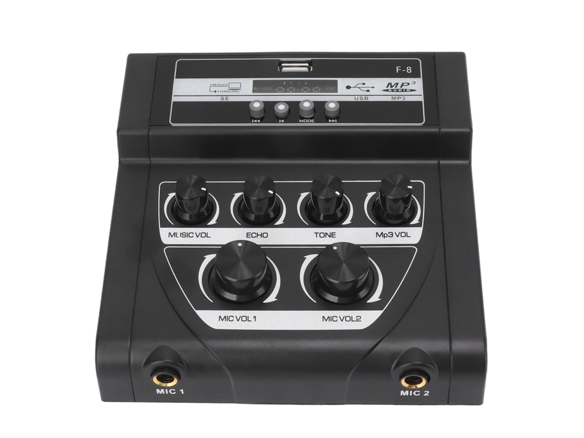 Vlrla-mixer F8 Micrófono Karaoke Exterior Con Bluetooth Grabación Negro Mezclador De Sonido Hogar 100‑240v Plug Eu