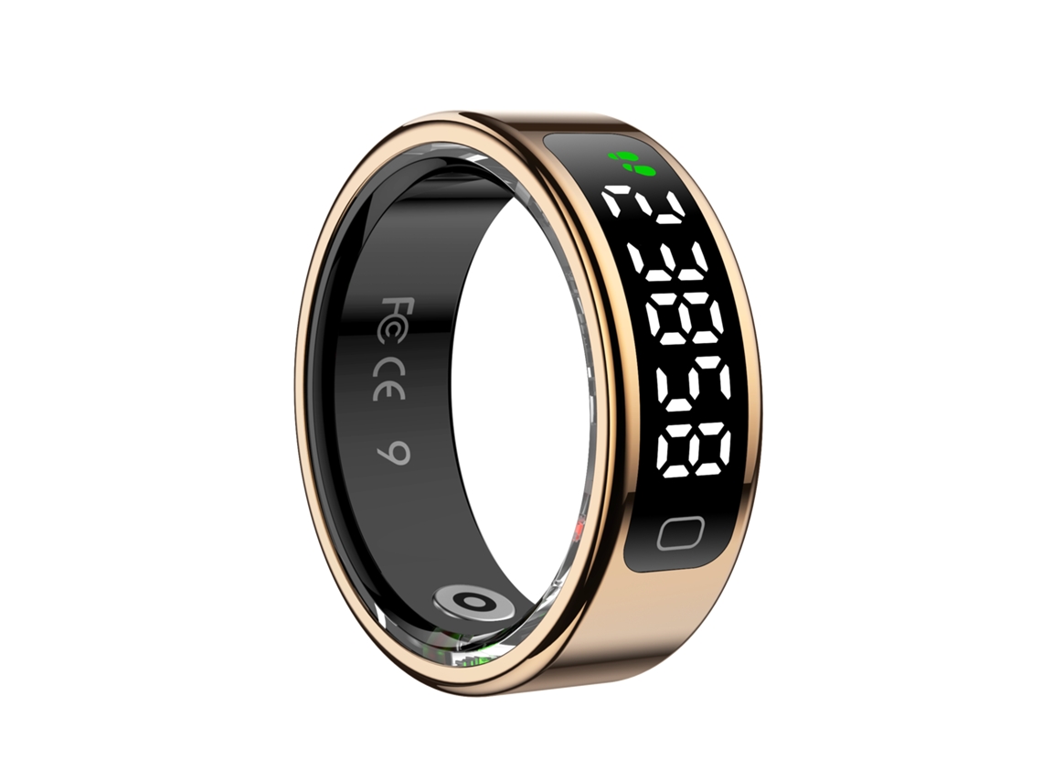 (oro, Talla 11) Anillo Inteligente Con Pantalla, Monitorización De Sueño, Estrés, Etc., Incluye Estuche De Carga.