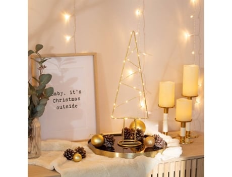 Árbol de Navidad LED LEDKIA (Dorado - PC, Metal - 52x17x11 cm)