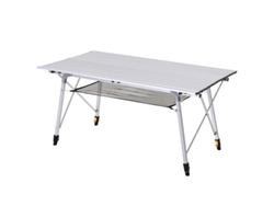 Mesa de picnic doble, tablero desmontable, mesa de camping regulable en altura, incluye bolsa de transporte, aluminio, negro, 120 x 69 x 59-78 cm