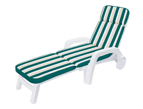 Cojín para tumbona de jardín o playa, cojín para muebles de jardín - 178x47x5 cm - Verde con rayas SALES CORE