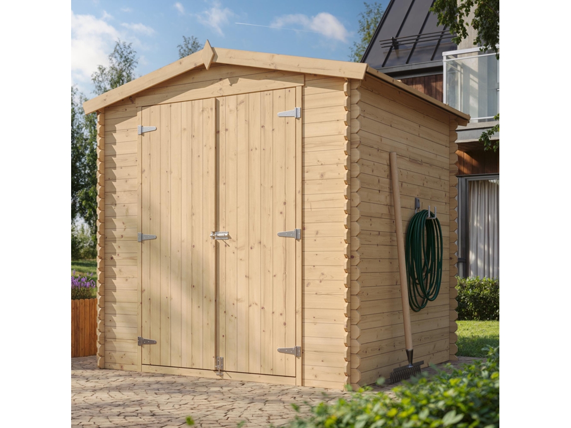 Timbela M343c1+m343g Caseta De Jardín Exterior De Madera 3,53 M², Cobertizo De Jardín Exterior Para Bicicletas Y Herramientas Y Suelo Impregnado