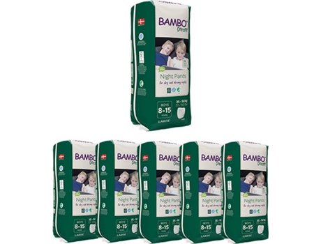 Fraldas Cuecas Noturnas BAMBO DREAMY Menino (Pack 6 x 10 - 35 a 50 kg)