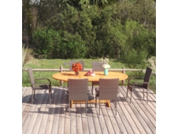 Juego de comedor de jardín de mimbre PE marrón Dkd Home Decor