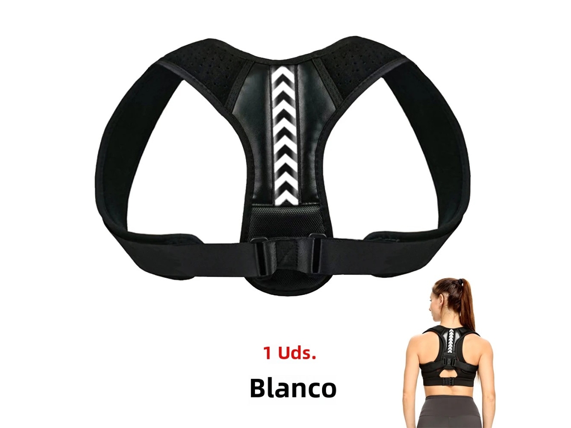 (blanco L) Cinturón Corrector De Postura Ajustable Para Hombros Y Espalda, Elaborado En Algodón Y Neopreno.