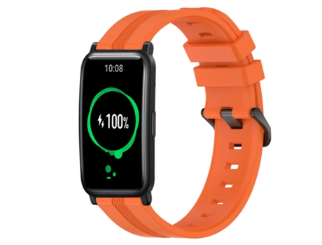 Correa de reloj inteligente para Honor Watch ES 20 mm Silicona cóncava a rayas (Naranja)