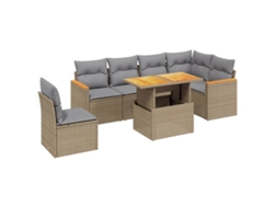 Maison Exclusive - Set Sofás De Jardín 7 Piezas Y Cojines Ratán Sintético Beige