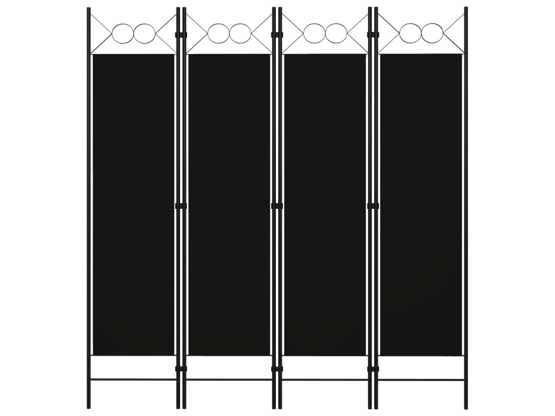 Biombo Divisor De 4 Paneles Negro 160x180 Cm