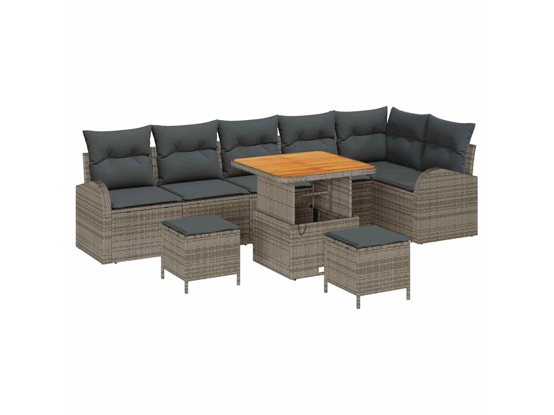 Maison Exclusive - Conjunto De Sofá De Jardín Con Cojín Con Almohada 9 Pcs Gris