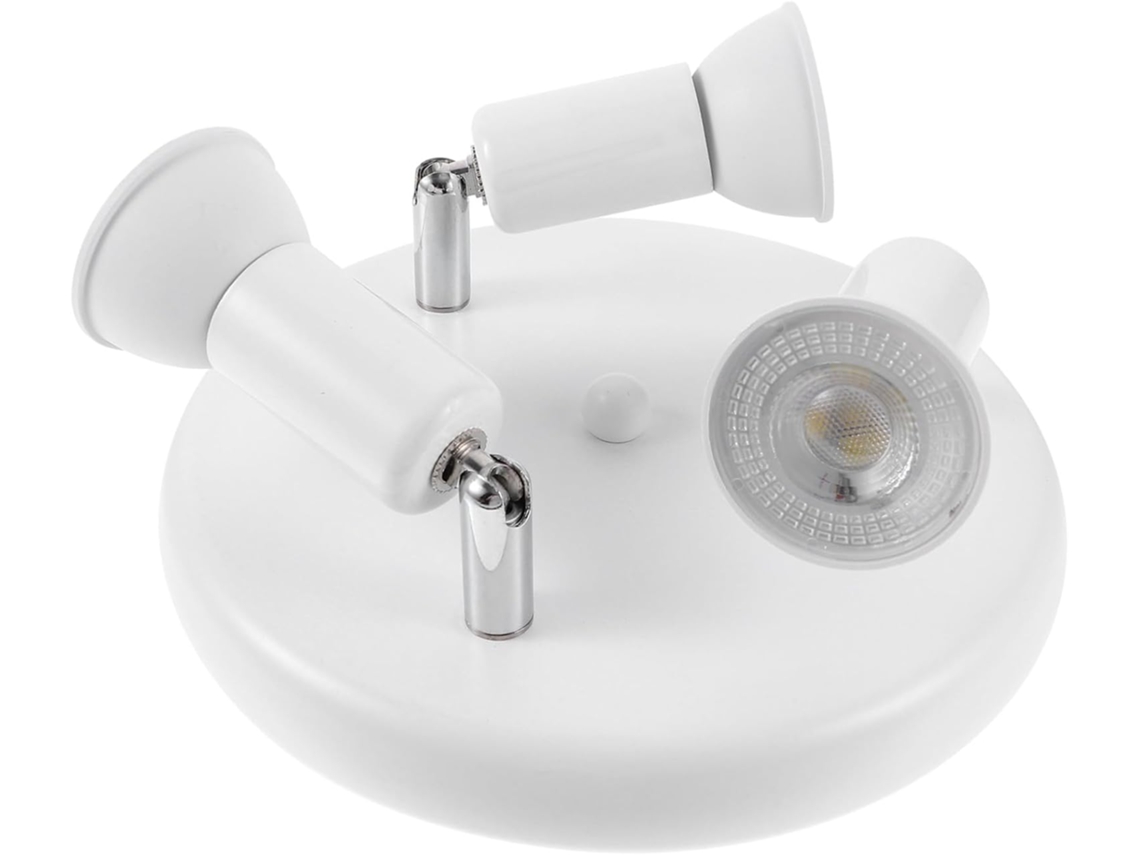 Focos Led Redondos Para Techo, 3 Cabezales, 9 W, Acero Inoxidable, Luz Blanca Fría, Ajustables, Iluminación Interior.