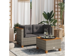Sofás esquineros de jardín de 2 piezas con cojines DKD Home Decor, ratán gris